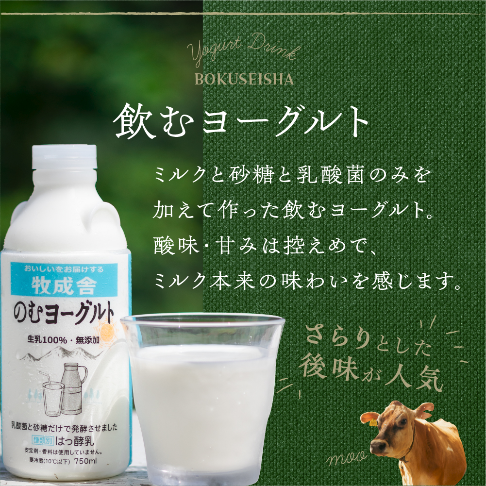 牧成舎 低温殺菌牛乳 3本 無添加 飲むヨーグルト 2本 飛騨産生乳100%使用 [A0104w]