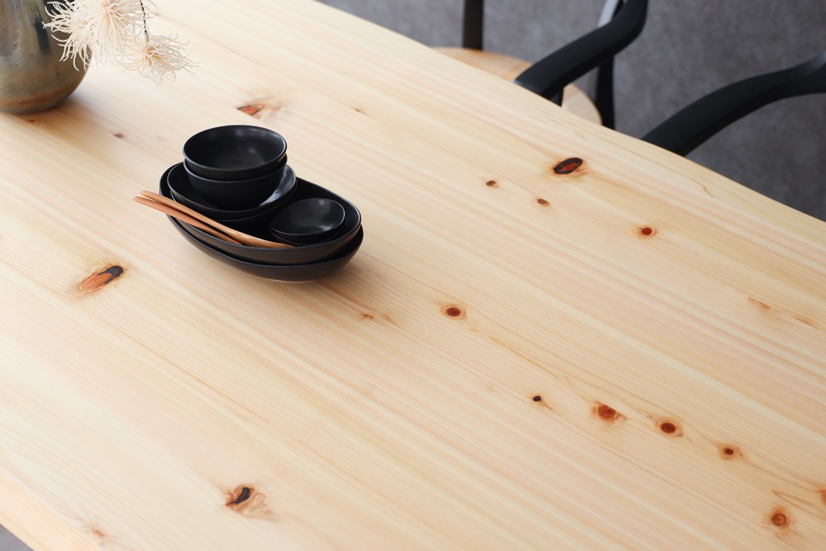 桧然 W150テーブル鉄脚 飛騨の家具 イバタインテリア 品番：TT-HS11(N)＋TF-S　[Q1232_w150]