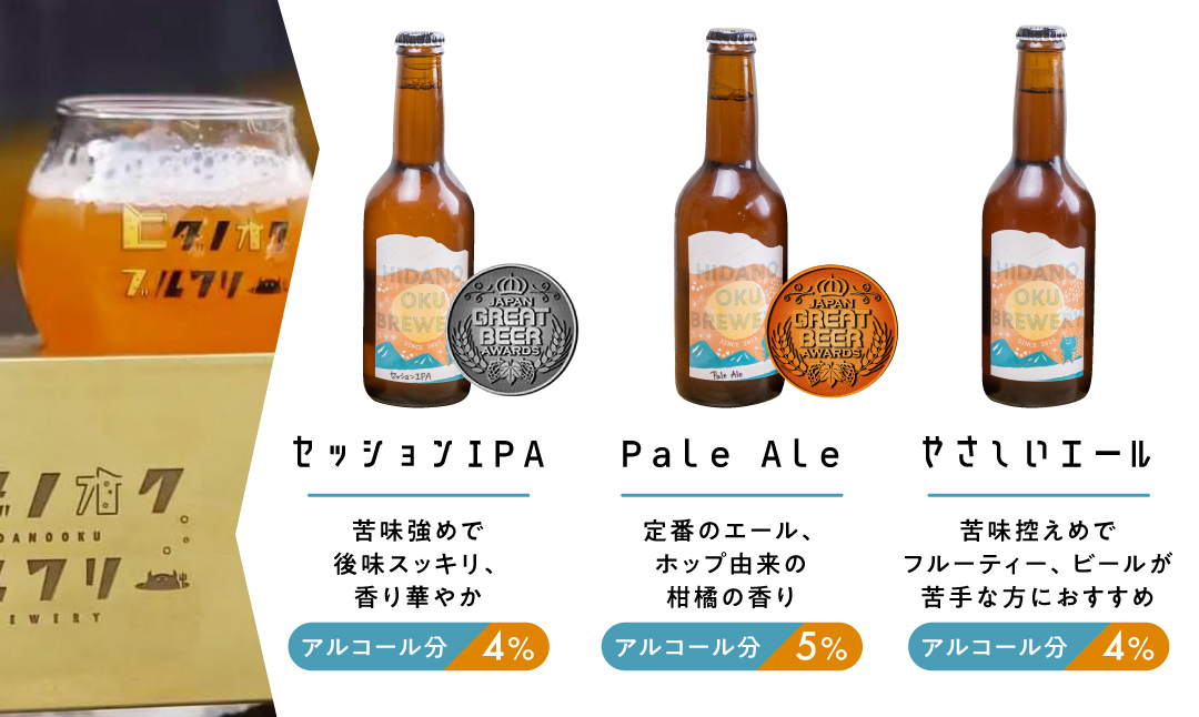 クラフトビール 飲み比べ 5本 セット 地ビール 受賞 飛騨 季節 限定 ヒダノオクブルワリー[Q2947]