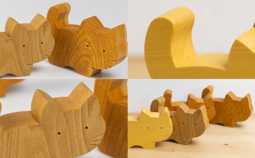 福を招くねこ ネコ 猫 置物 インテリア 飾り 一位一刀彫師 木彫り 木製[Q1353xpi]