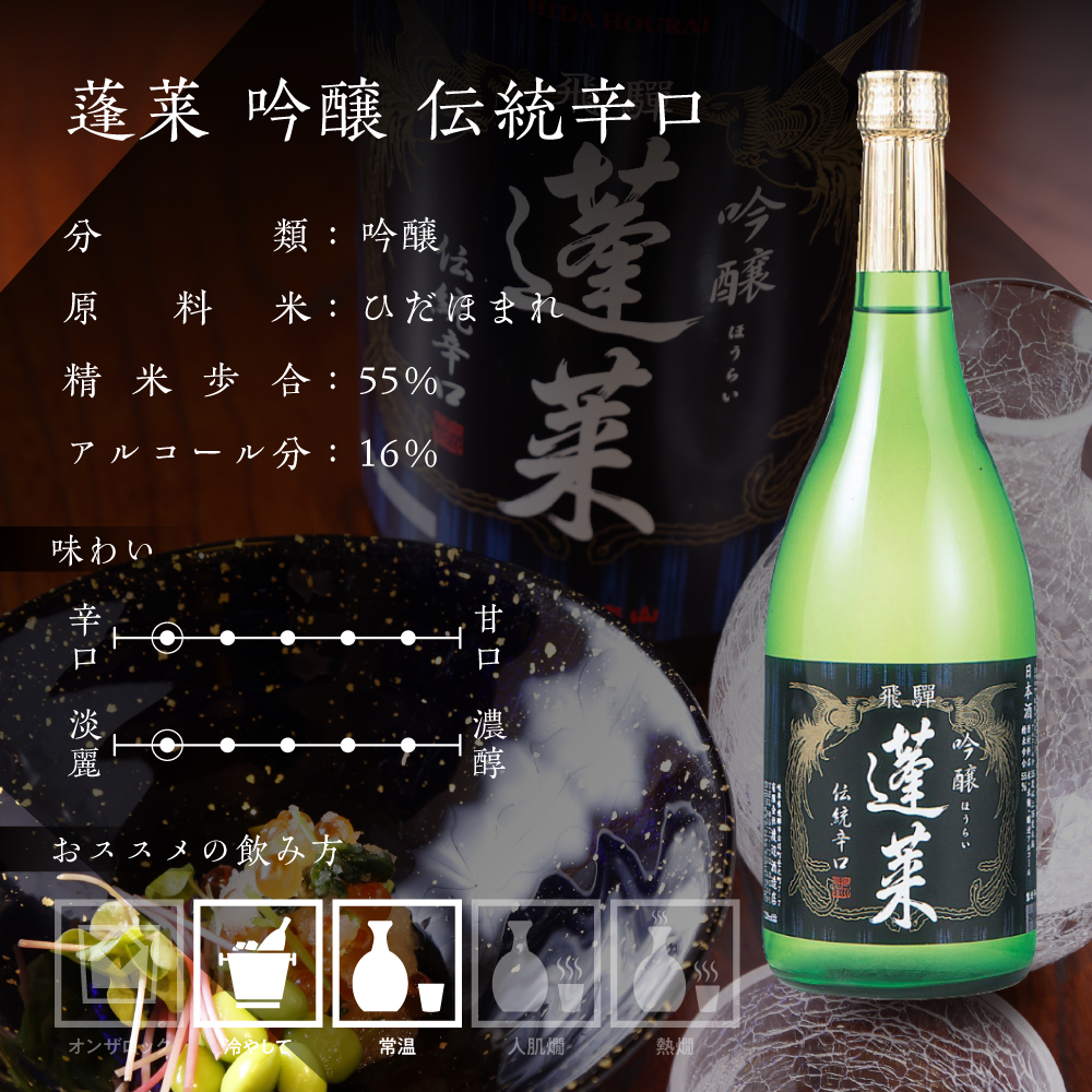 蓬莱社長のイチオシセット 渡辺酒造店 純米吟醸 飛騨のお酒 日本酒 720ml×3本セット[Q1595pi]
