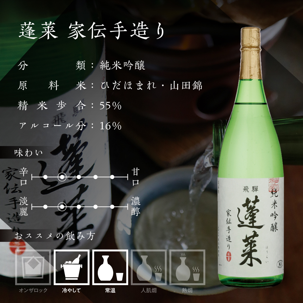 蓬莱社長のイチオシセット 渡辺酒造店 純米吟醸 飛騨のお酒 日本酒 720ml×3本セット[Q1595pi]