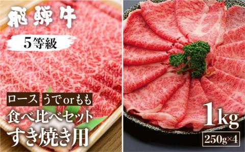 飛騨牛ロース・うでもも食べ比べセット 計1kg (250g×4)すき焼き用 国産牛 国産 牛肉 肉 厳選 熟成 贈答用 肉の沖村[Q1089]