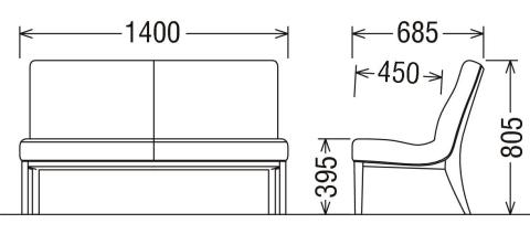 カリモク家具『2人掛チェアロング』CT8012 [1263]