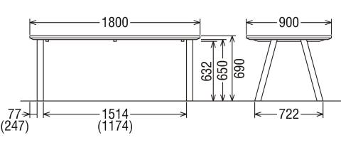 [幅1800]カリモク家具『ダイニングテーブル』DW6154 [1311]
