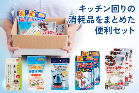 [生活応援] 台所用 洗浄剤セット (排水溝の掃除 ヌメリ取り パイプクリーナー 除菌洗浄剤 茶しぶとり) [0586]