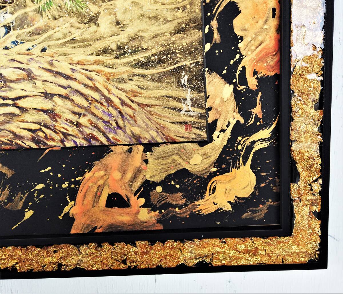 現代水墨画家 絵師白道 直筆作品 「青不動明王 と 八大龍王」｜絵画 アート インテリア 手描き 一筆 龍 日本画 現代アート ハンドメイド作品 水墨画 かっこいい 作品 縁起 風水 芸術 [mt1651]