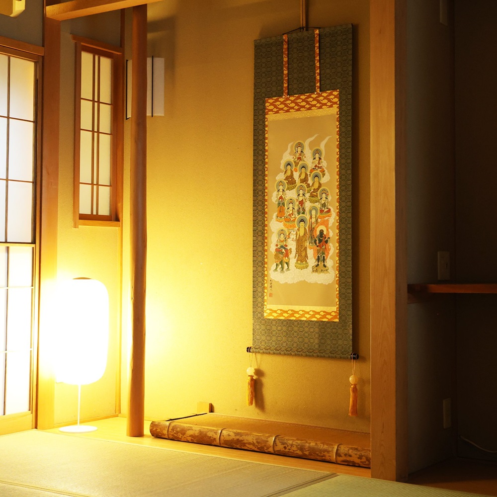 掛け軸「十三佛」武藤紅雲 尺五 五尺丈 掛軸 仏具 [1202]