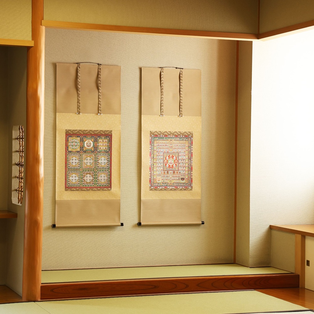 掛け軸「両界曼荼羅」複製画 尺五アンド対幅 掛軸 仏具 [1214]