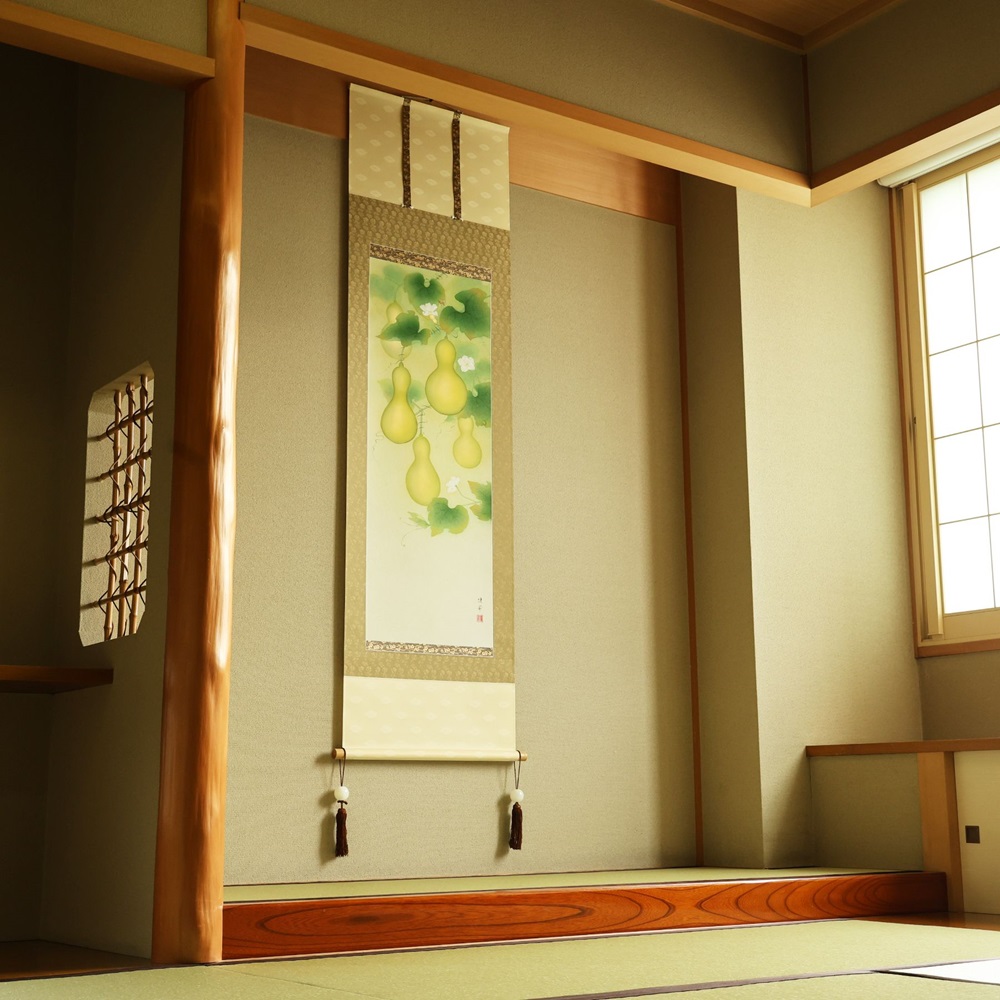 掛け軸「福々六瓢之図」鈴木優莉 尺五立 掛軸 [1229]