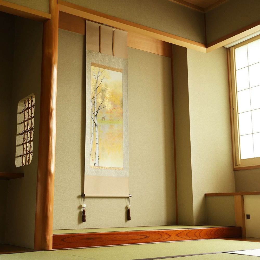 掛け軸「錦秋美麗」鈴木優莉 尺五立 掛軸 [1232]