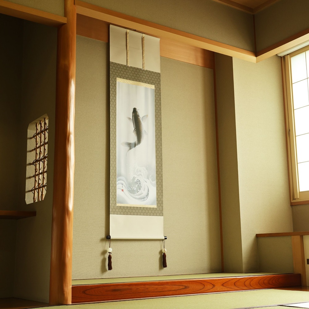 掛け軸「龍門」萩原緑翠 尺五立 掛軸 [1233]