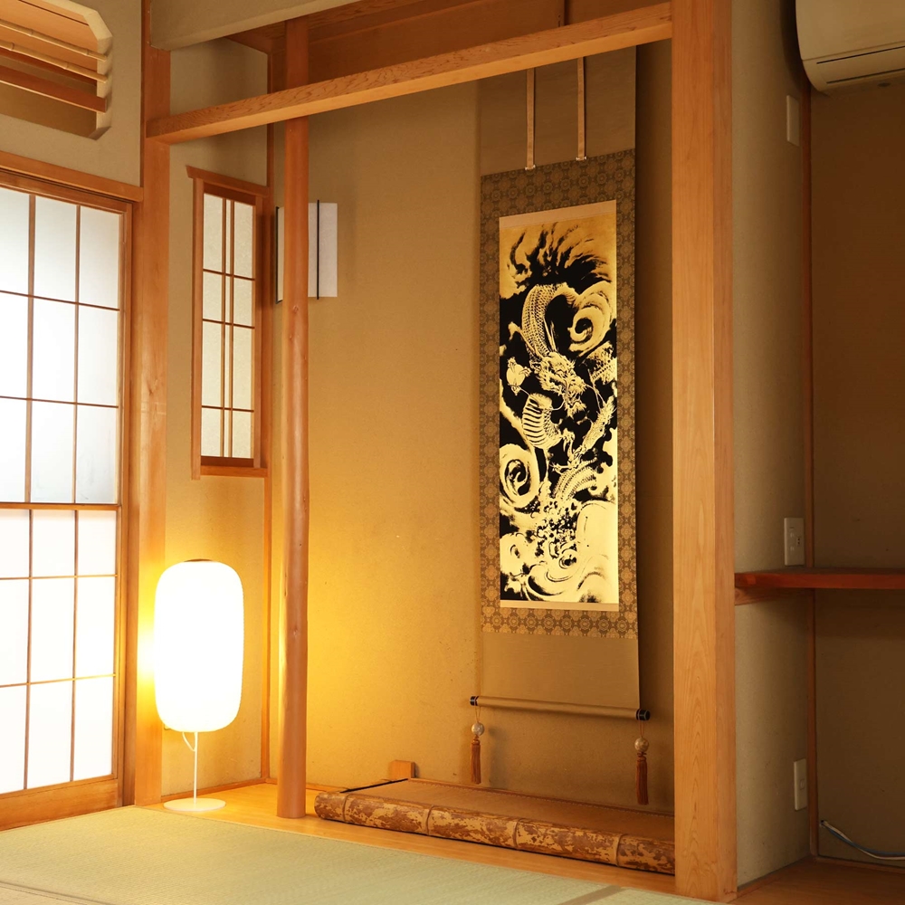 掛け軸「本金押箔開運金龍」奥田久志 尺五立 サイズ：190×54.5cm 掛け軸 年中掛け 常用 [1456]