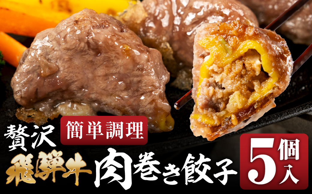贅沢！飛騨牛 肉巻餃子 5個 餃子 ぎょうざ ギョウザ 飛騨牛 a5 赤身 もも モモ 肉 スライス 和牛 黒毛和牛 国産 冷凍 総菜 ごはん 晩酌 のお供に お取り寄せ オリジナル 冷凍 [mt1826] 15000円