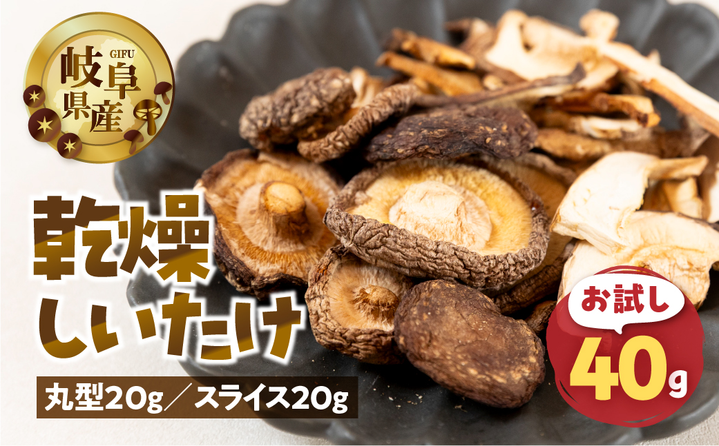 【お試し】乾燥 しいたけ 約 40g お試し サイズ 混合 不揃い おまかせ 簡易梱包 訳あり 訳アリ BBQ 野菜 栽培期間中 農薬不使用 岐阜県産 本巣市 国産 きのこ キノコ シイタケ 産地直送 新鮮 数量限定 常温 モトスマッシュ [mt1916] 6000円