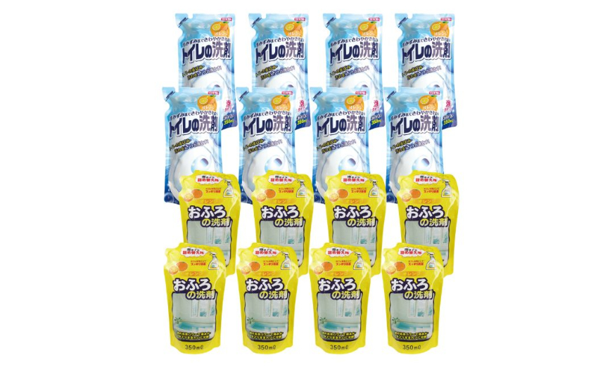 [生活応援]おそうじ・トイレの洗剤１６個セット 洗剤 風呂用洗剤 トイレ洗剤  洗剤 液体 環境配慮 お風呂用トイレ用 黄ばみ 黒ずみ 大容量 安全 中性タイプ 日常品 バス用品 トイレ クリーナー お掃除 そうじ  岐阜県 本巣市