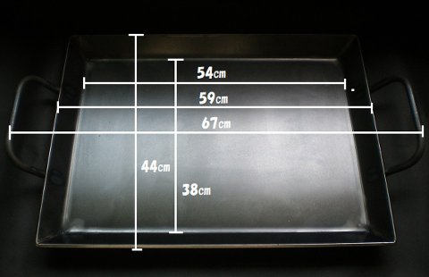 アツアツ鉄板 お好み焼きテーブルサイズ(厚さ6mm)(焼面38cmx54cm)オサエちゃん 角大(厚さ9mm)、鉄板用ヘラセット【58-9】