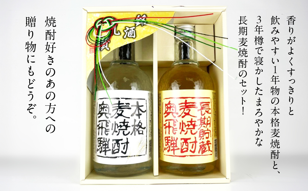 奥飛騨麦焼酎セット（本格麦・長期貯蔵）各720ml お酒 【16-18】