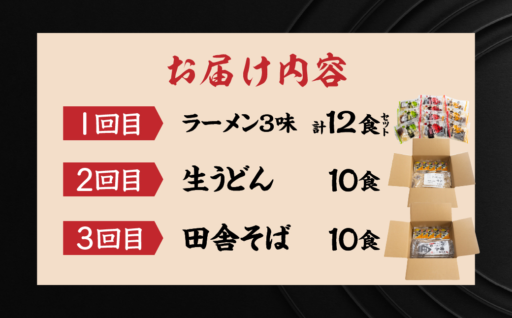 【定期便 3回】訳あり（簡易包装）麺づくしセット（飛騨高山らーめん３味セット 12食・生うどん 10食セット・田舎そば 10食セット）【丸中製麺所】高山ラーメン 自家製麺 飛騨 下呂市 ラーメン しょうゆ みそ セット 訳アリ わけあり 自宅用 定期 毎月 ウドン 蕎麦 麺【29-C】 【定期便 3回】（簡易包装）麺づくしセット（生うどん・田舎そば・飛騨高山らーめん）
