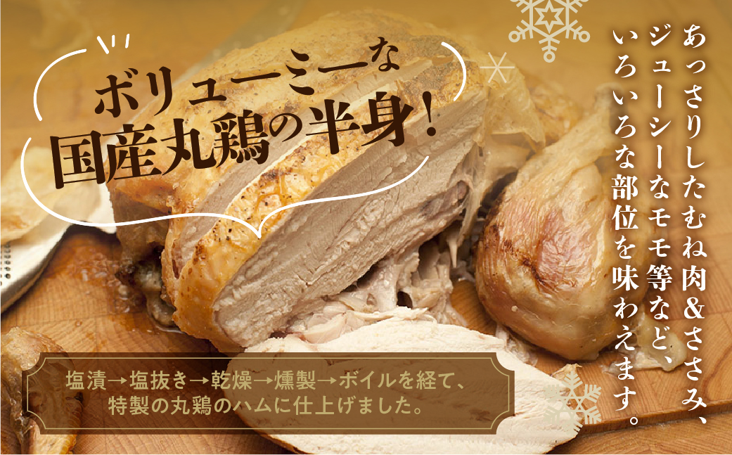 数量限定【クリスマスチキン】≪発送日:2025年12月22日(月)発送≫スモークチキン １個（丸鶏半身分）冷蔵配送 鶏肉 燻製 8000円 飛騨 味職人【57-18】