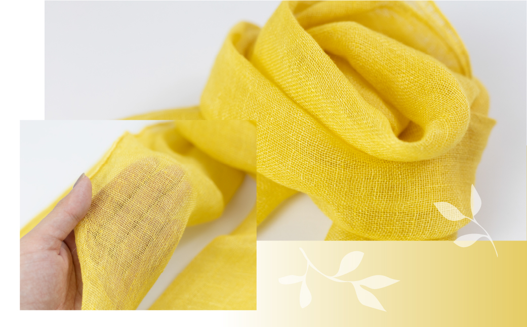 【イエロー】【受注制作】草木染ヘンプストール【ギフト包装】ストール プレゼント ギフト 贈り物 こだわり 母の日 染物 シンプル ヘンプ【77-4【1】】 【イエロー】 幅 約24-26cm × 長さ 約163-165cm × 房 約8cm