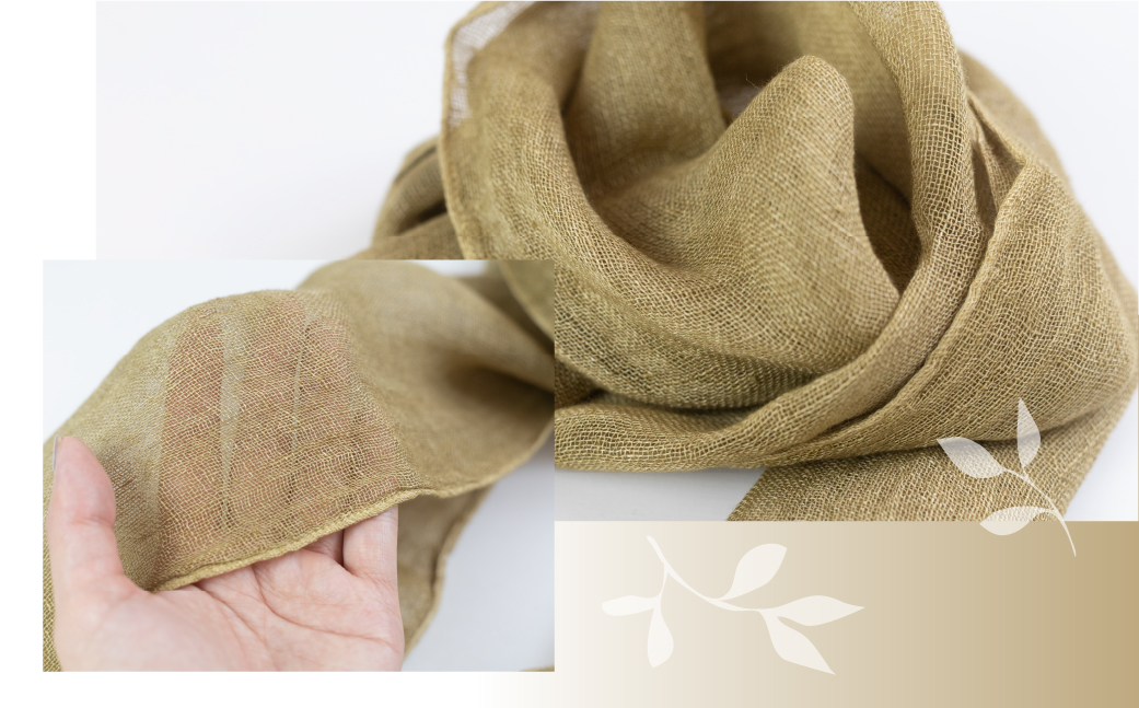 【モスグリーン】【受注制作】草木染ヘンプストール【ギフト包装】ストール プレゼント ギフト 贈り物 こだわり 母の日 染物 シンプル ヘンプ【77-4【2】】 【モスグリーン】 幅 約24-26cm × 長さ 約163-165cm × 房 約8cm