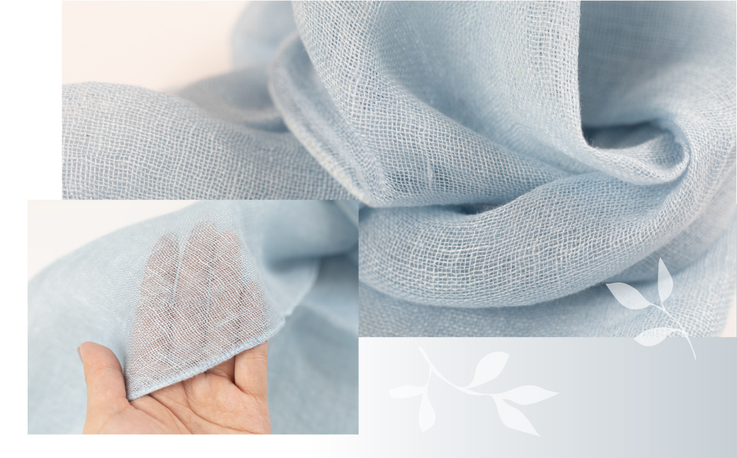 【スカイブルー】【受注制作】草木染ヘンプストール【ギフト包装】ストール プレゼント ギフト 贈り物 こだわり 母の日 染物 シンプル ヘンプ【77-4【3】】 【スカイブルー】 幅 約24-26cm × 長さ 約163-165cm × 房 約8cm