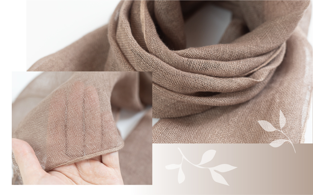 【セピア】【受注制作】草木染ヘンプストール【ギフト包装】ストール プレゼント ギフト 贈り物 こだわり 母の日 染物 シンプル ヘンプ【77-4【5】】 【セピア】 幅 約24-26cm × 長さ 約163-165cm × 房 約8cm