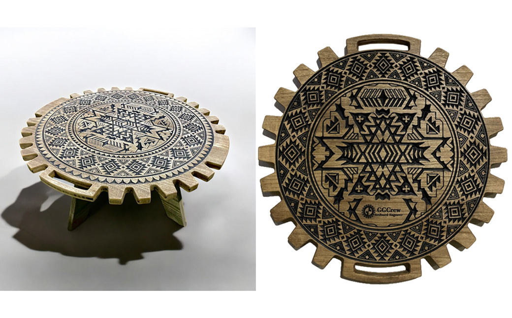 【チーク】スプリットテーブル　Signum シグナム（1台）【専用袋付き】（幅 860mm×奥行 860mm×高さ 400mm）机 テーブル 彫刻 キャンプ コンパクト 木目 軽量 アウトドア おしゃれ【GGCrew】【93-8【2】】