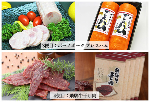 【隔月 定期便 6回】飛騨味職人「おさだ食品 定期便」牛肉 飛騨牛 贈答 ギフト 隔月配送 セット ローストビーフ ウインナー ハム【57-C】
