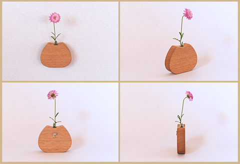 木のぽてっとした一輪挿し・よこ【クリ材使用・オイル仕上げ】手作り インテリア シンプル ナチュラル リビング 花瓶 フラワーベース 玄関 寝室 木製 ギフト プレゼント【大鹿野工房】【89-11】 木のぽてっとした一輪挿し・よこ