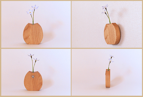 木のころりんとした一輪挿し・たて 【クリ材使用・オイル仕上げ】手作り インテリア シンプル ナチュラル リビング 花瓶 フラワーベース 玄関 寝室 木製 ギフト プレゼント【大鹿野工房】【89-12】 木のころりんとした一輪挿し・たて