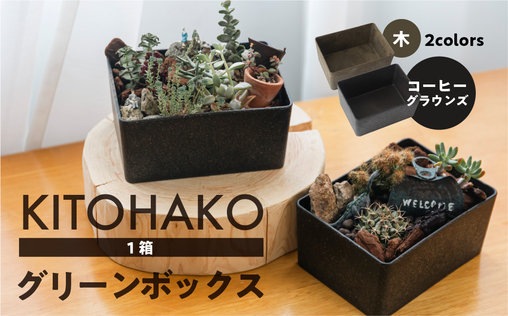 【木】KITOHAKO グリーンボックス １個　小物入れ ケース ボックス【103-2【1】】 【木】