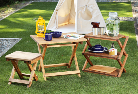 折りたたみテーブル（高さ46cm 幅60cm 奥行45cm）机 アウトドア 折り畳み 持ち運び キャンプ テーブル 木【62-15】