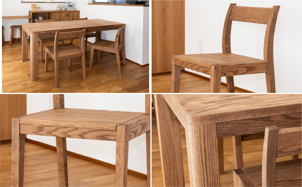  【ビター】楢無垢材 ダイニングセット（高さ 150cm 幅 70cm 奥行 80cm） シンプル 机 テーブル ダイニングテーブル【62-25【3】】