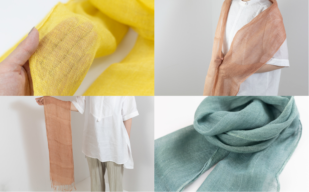 【イエローグリーン】【受注制作】草木染ヘンプストール【ギフト包装】ストール プレゼント ギフト 贈り物 こだわり 母の日 染物 シンプル ヘンプ【77-4【6】】 【イエローグリーン】 幅 約24-26cm × 長さ 約163-165cm × 房 約8cm