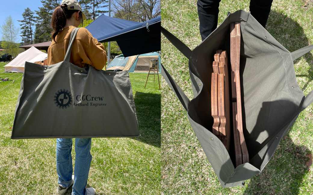 【チーク】スプリットテーブル　Signum シグナム（1台）【専用袋付き】（幅 860mm×奥行 860mm×高さ 400mm）机 テーブル 彫刻 キャンプ コンパクト 木目 軽量 アウトドア おしゃれ【GGCrew】【93-8【2】】