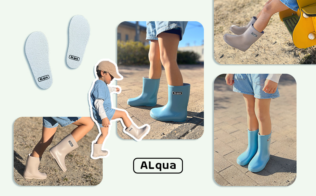 【くすみベージュ】【下呂市限定デザイン】子ども用 長靴（サイズ17cm）ミドル丈 高さ 17.5cm くすみカラー ながぐつ レインブーツ グレージュ キッズ 子供 17センチ 子供用 日本製 下呂市【アルクア飛騨】【112-5【4】】 【くすみベージュ】 17cm