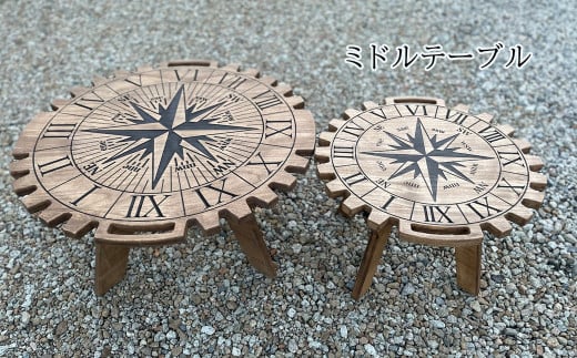 【ウォルナット】ミドルテーブル Signum シグナム（1台）【専用袋付き】（幅 600mm×奥行 600mm×高さ 400mm）机 テーブル 彫刻 キャンプ コンパクト 木目 軽量 組み立て アウトドア 台【GGCrew】【93-5【1】】