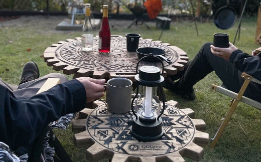 【チーク】スプリットテーブル　Ancestor アンセスター（1台）【専用袋付き】（幅 860mm×奥行 860mm×高さ 400mm）机 テーブル 彫刻 キャンプ コンパクト 木目 軽量 アウトドア おしゃれ【GGCrew】【93-9【2】】