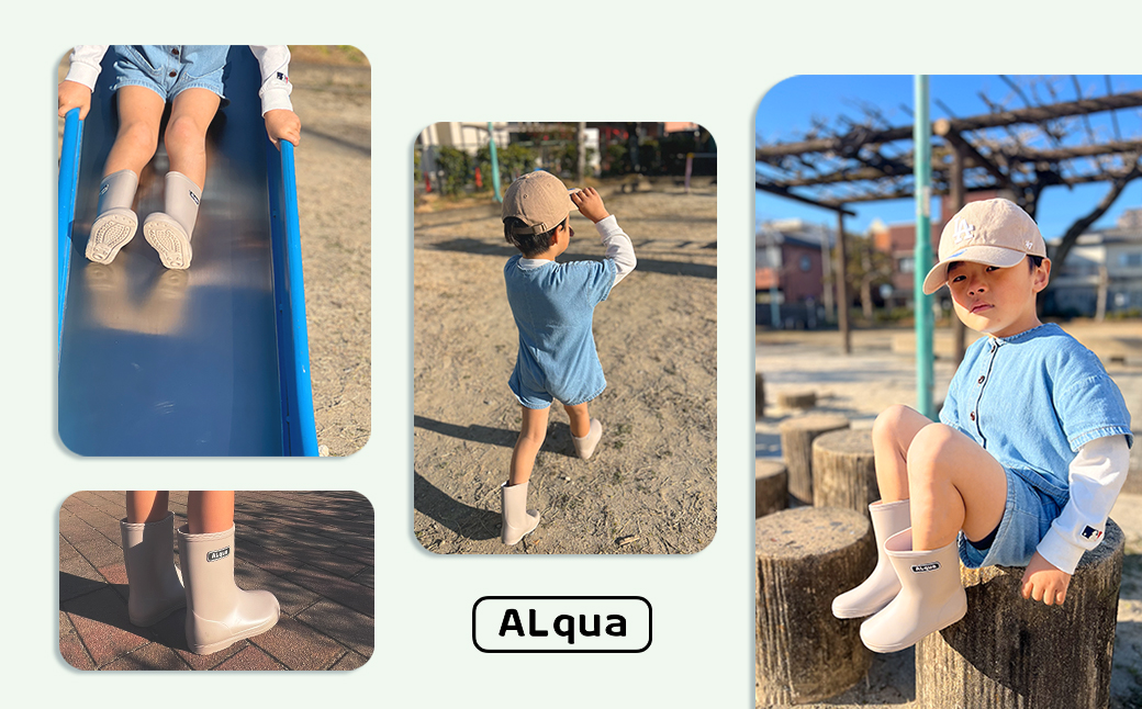 【くすみグリーン】【下呂市限定デザイン】子ども用 長靴（サイズ18cm）ミドル丈 高さ 18.5cm くすみカラー ながぐつ レインブーツ キッズ 子供 18センチ 子供用 日本製 下呂市【アルクア飛騨】【112-6【3】】 【くすみグリーン】 18cm