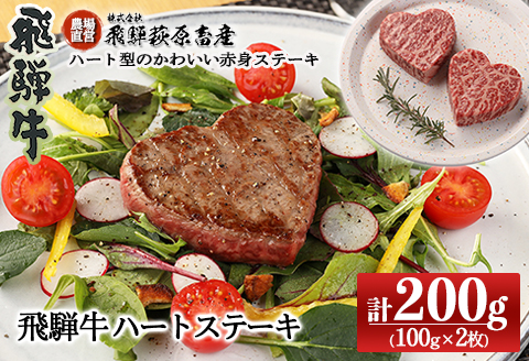 飛騨牛ハートステーキ （100g×2枚）最高級 国産 牛肉 ブランド牛 和牛 冷凍配送 ギフト 贈答 お祝い ご結婚 記念日 【22-35】