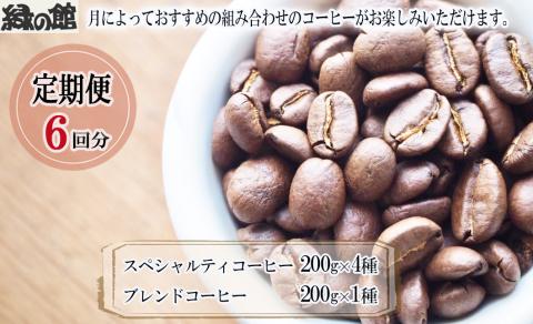 【毎月 定期便 全6回】毎月のおすすめスペシャルティコーヒー 200g×4種＋ブレンド 200g×1種（計1kg）×6回分 毎月発送 コーヒー豆 コーヒー 珈琲 自家焙煎珈琲店 下呂温泉【17-D】