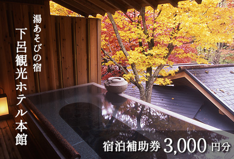 下呂温泉 【下呂観光ホテル】宿泊補助券(3,000円分）【a013-1】 【下呂観光ホテル】宿泊補助券(3,000円分）
