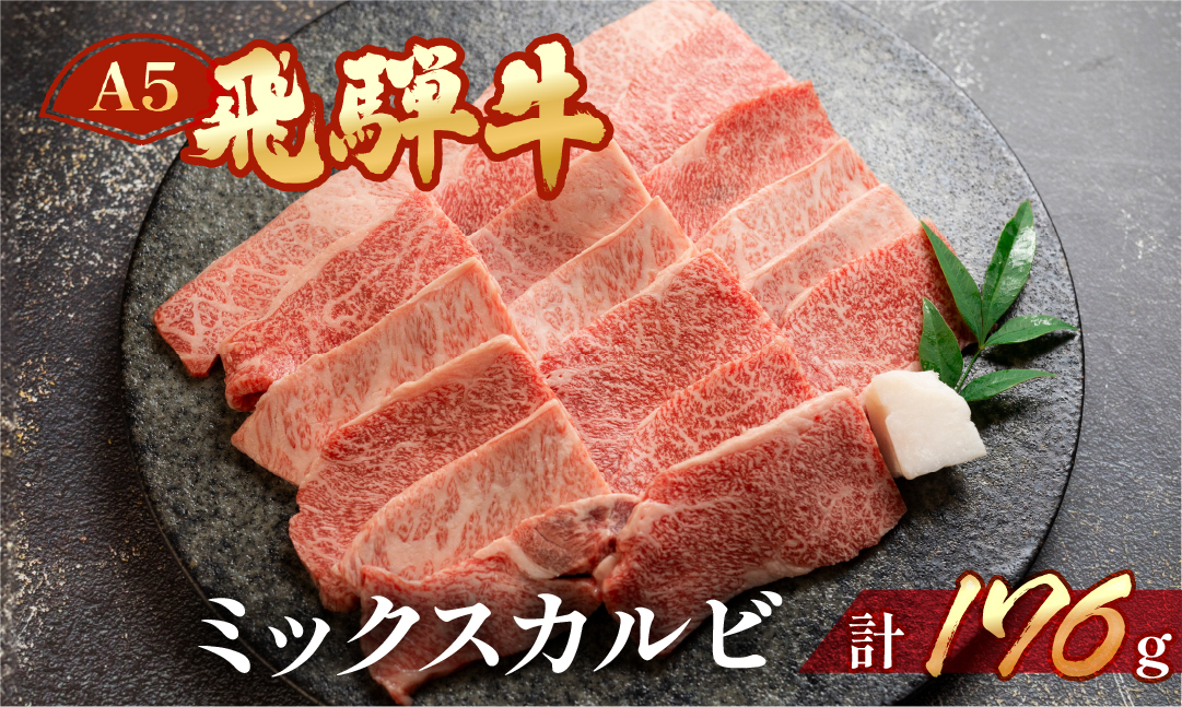飛騨牛 A5 ミックスカルビ 176g（約2人前）【冷凍 真空】牛肉 カルビ 焼肉 牛 天狗【11-75】