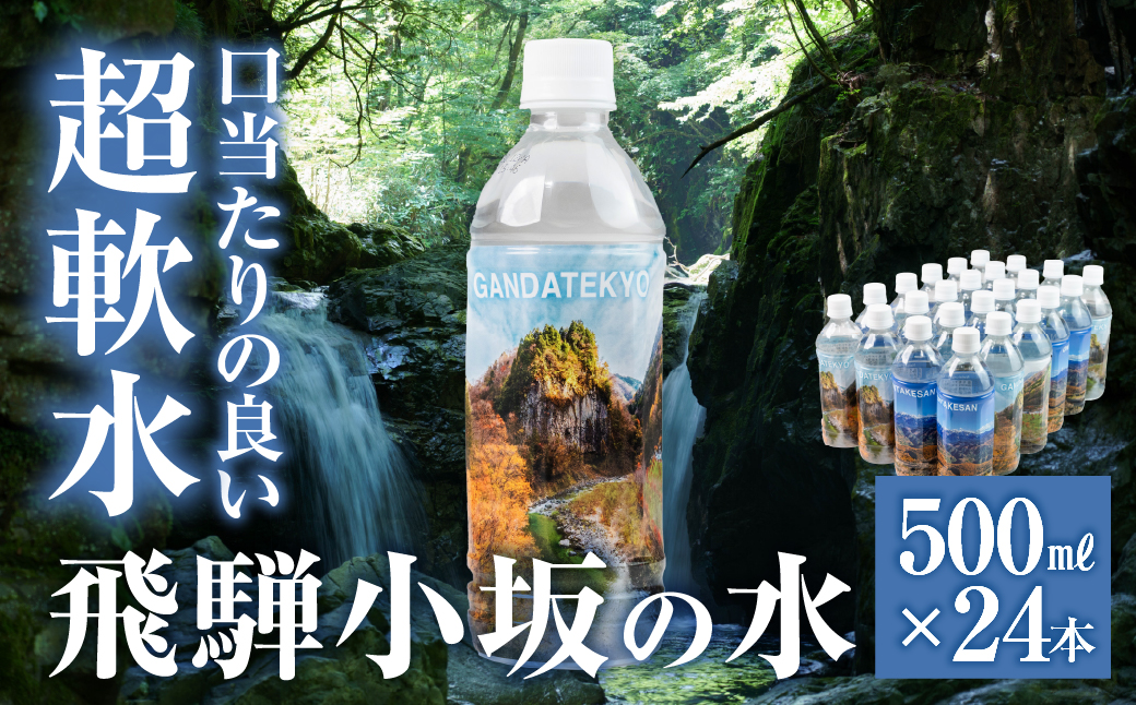 飛騨小坂の水（ナチュラルミネラルウォーター） 500ml×24本（1箱24本入り）超軟水 軟水 水 保存水 下呂市 小坂 飛騨【110-1】