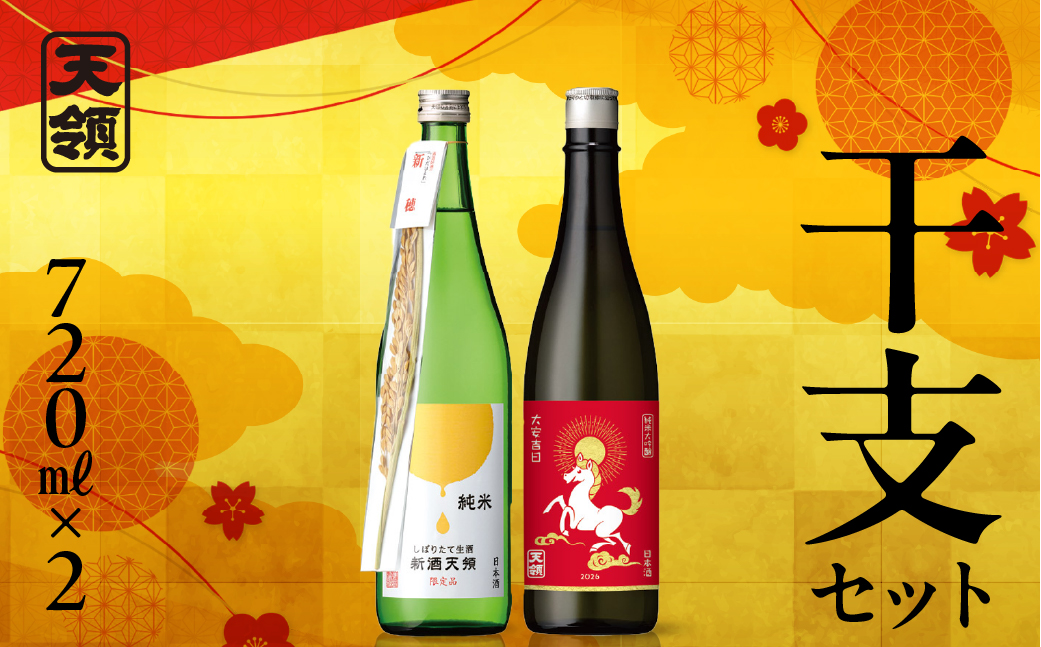 （2025年11月末より順次発送）（干支セット）純米しぼりたて生酒 新酒天領 720ml・純米大吟醸干支ラベル 720ml 酒 お酒 純米大吟醸 天領 下呂市【2-37】
