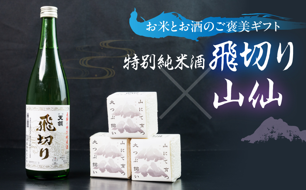 天領酒造 特別純米酒飛切り 720ml 1本・山仙キューブ米3個（1個 300g）セット 純米吟醸 天領 酒 日本酒 米 ギフト いのちの壱 山仙 贈答 下呂市【2-50】 特別純米酒飛切り 720ml 1本・山仙キューブ米3個
