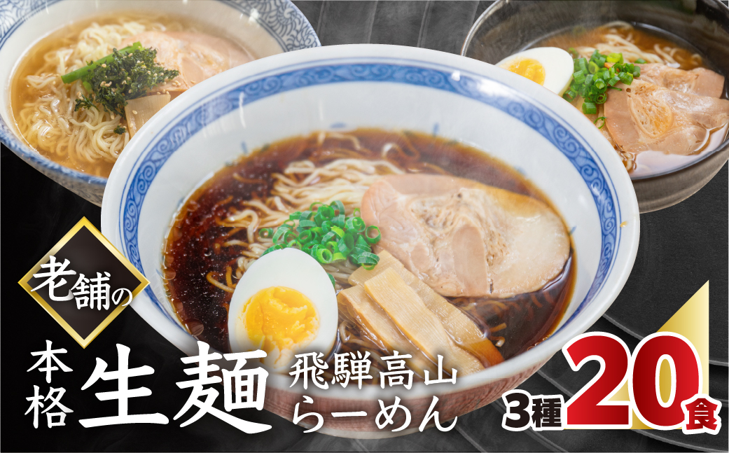 【訳あり】簡易包装 飛騨高山らーめん３味セット 20食（醤油 2食×4袋、味噌 2食×3袋、塩 2食×3袋）【丸中製麺所】ラーメン 高山ラーメン 自家製麺 飛騨 下呂市 ラーメン しょうゆ みそ 塩 セット 訳アリ わけあり【29-4】 飛騨高山らーめん３味セット 20食