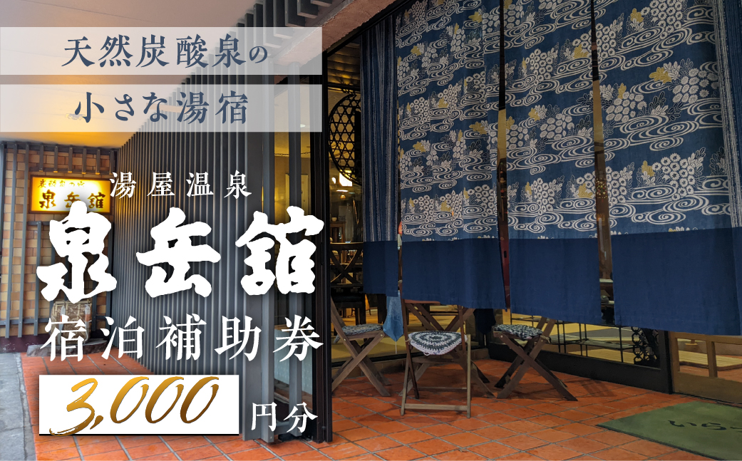 湯屋温泉 【泉岳舘】宿泊補助券（3,000円分）旅館 温泉 旅行 下呂市 宿泊券【a029-1】 【泉岳舘】宿泊補助券（3,000円分）